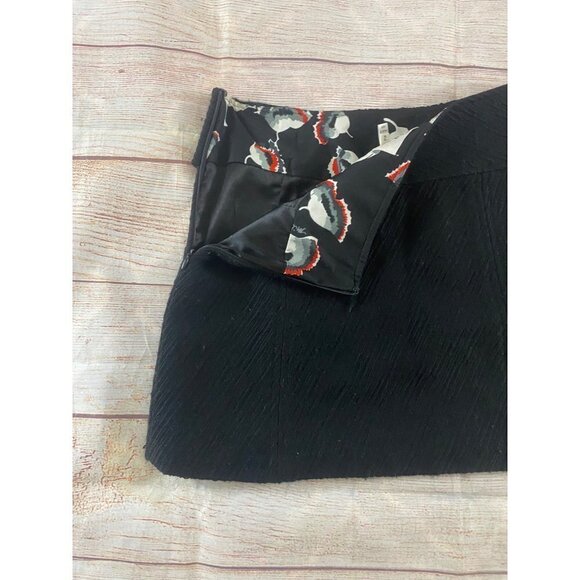 Milly Of New York Women's Black Textured Wool Chain Link Mini Skirt - 2 - Picture 9 of 12